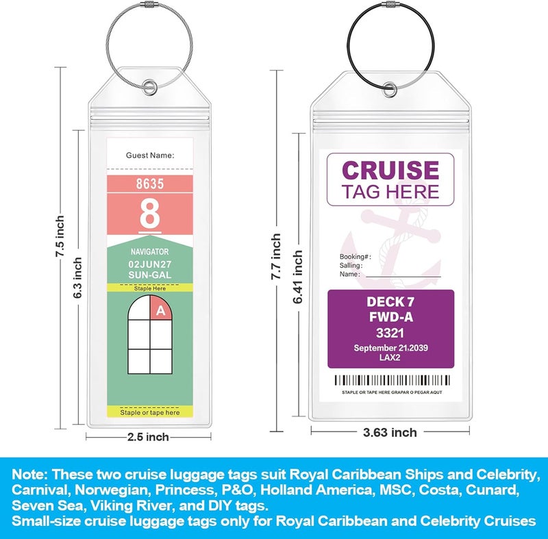 Maloun 6 Pack Clear Cruise Luggage Tags for Royal Caribbean and Celebrity, Carnival, MSC, Costa, NCL & Princess Cruise Ships, Must-Have Cruise Travel Essentials for 2025-2026 - Image 2